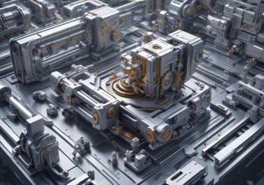 image of a metallic piece of machinery with lots of parts and gears depicting machines of the future